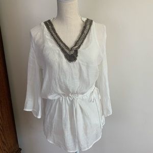Sheer, White Beach/Bathing Suit Coverup, Small 👙